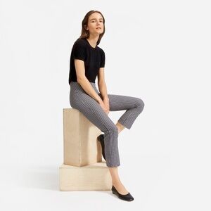 Everlane Kick Crop Work Pant Gray Plaid Size 6 Ponte Stretch